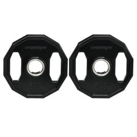 SPORTEDGE Olympic Weight Plates Set 2x5kg Metal Rubber Bumper Black