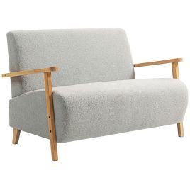 HERON Small Sherpa Fabric 2 Seater Sofa Settee Light Grey