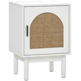 HERON Rattan Bedside Table for Bedroom White