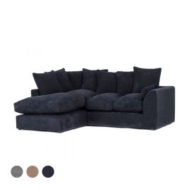 Porto Jumbo Cord Corner Sofa - Black