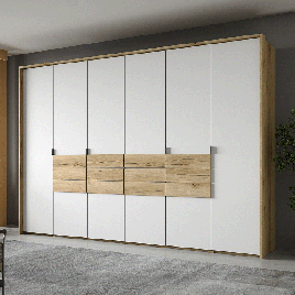 CAVELLO 4 Door Wardrobe with 2 Drawers Oak with White - 310cm