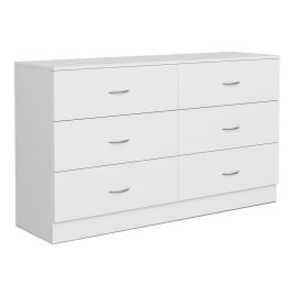ARVELLO White Chest of Drawers - Extra Large-sized, 6 Drawers, Double
