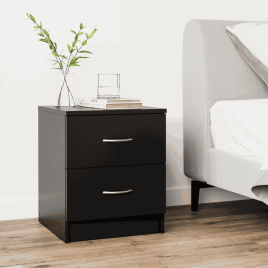 AYSFORD 2 Drawer Bedside Table - Black
