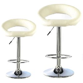 Cordova Swivel Bar Stools Set of 2 with Adjustable Height and Chrome Finish - White
