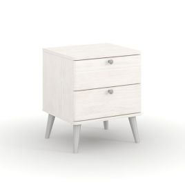 Bedside Table - ALESSIA 2 Drawer Nightstand White 45cm