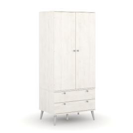 Wardrobe - AGNITE 2 Door Wardrobe White 76.5cm