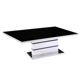 Crediton High Gloss Coffee Table - White with Black Glass Top