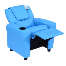 Childrens Recliner Armchair W/ Cup Holder-Blue
