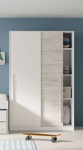 Sliding Wardrobe - COLF 2 Door Wardrobe White and Oak Effect 120cm