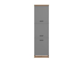 Hudsonique Grey And Oak Effect Tall 60cm 3 Door Kitchen Larder Unit Pantry Cupboard - Grey