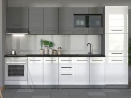 Pedrosky White Gloss and Grey Kitchen Units - White