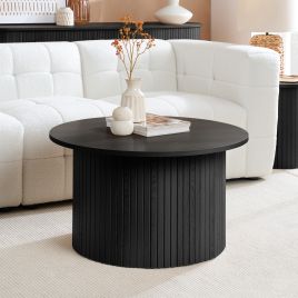 AUREN Fluted Round Coffee Table - Black