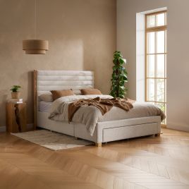 AVENLEIGH Kingsize Fabric Bedframe with Storage Drawers - Grey