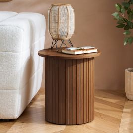 AUREN Fluted Side Table - Walnut