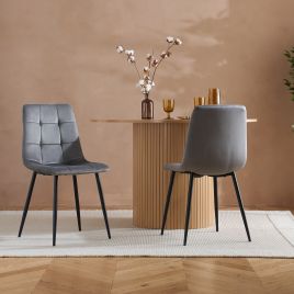 AUREN Fabric Dining Chairs - Set of 2 - Grey
