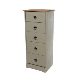 CECILIA Grey Chest of Drawers - Tallboy, Medium-sized, 5 Drawers