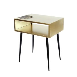 TOVEN Metal Bedside Table - Gold and Black