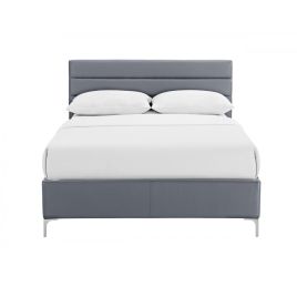 Saltash PU Double Bed Chrome T Legs - Grey