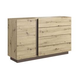ASMARA Oak Finish Chest of Drawers - Large-sized, 4 Drawers