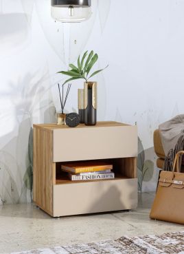 Bedside Table - CASEY Nightstand Oak Mauvella 46cm