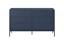 MONKTON Blue Chest of Drawers - Extra Large-sized, 6 Drawers, Double