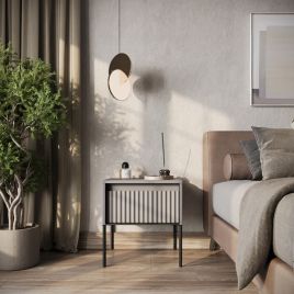 Bedside Table - BURGOS Nightstand Grey Matt 46cm