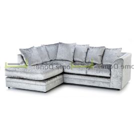ARABIA Crushed Velvet 4 Seater L Shaped - Left Hand Facing Corner Sofa - Silver