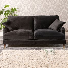 2 Seater Sofa - SOLVARE Velvet Fabric Sofa - Black