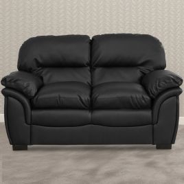 2 Seater - NOCERA Leather Sofa - Black