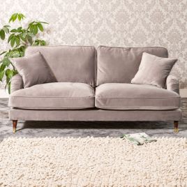 3 Seater Sofa - SOLVARE Velvet Fabric Sofa - Grey