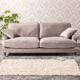 4 Seater Sofa - SOLVARE Velvet Fabric Sofa - Grey