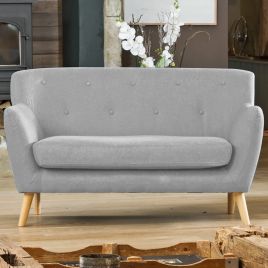 2 Seater Sofa - ELVERRA Fabric Sofa Light Legs - Light Grey