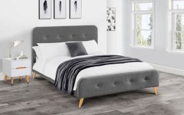 Astrid Grey Fabric Retro Bed Frame - Kingsize 5ft