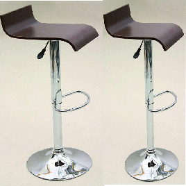 Manchester Chrome Bar Stool Pair with Adjustable Features - Walnut