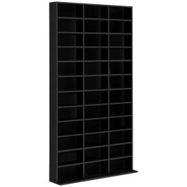 CD / DVD Storage Shelf Storage Unit for 1116 CDs Height-Adjustable Compartments 102 x 24 x 195 cm Black