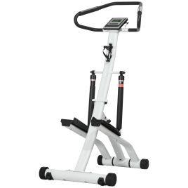SPORTEDGE Foldable Stepper Machine with 12 Level Hydraulic Resistance White and Black