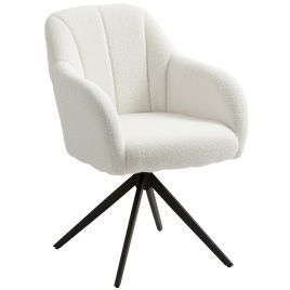 HERON 360 Degree Swivel Accent Chair Teddy Fleece Fabric Armchair White
