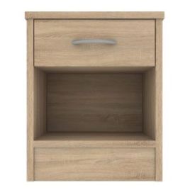 Bedside Table - CONTEMPORARY 1 Drawer Nightstand Natural Oak 40cm