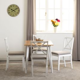 Balfour 1+4 Dining Set - White Oak Effect Grey Fabric