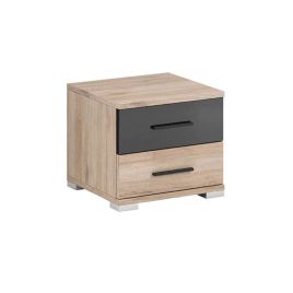 Bedside Table - OPAL 2 Drawer Nightstand Oak Artisan 40cm