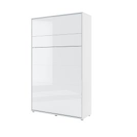 ArtNest Vertical Wall Bed 120cm with Shelf - White Gloss