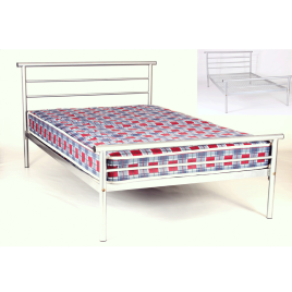 Talbot Classic Contract Metal Bed with Mesh Base in Silver Finish - Double 4ft6