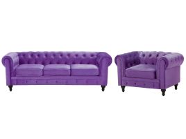 Velvet Living Room Set Purple CHESTERFIELD
