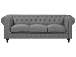 3 Seater Fabric Sofa Grey CHESTERFIELD Big