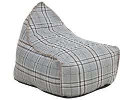 Linen Bean Bag Chair Checked Grey DROP