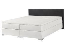 Faux Leather EU King Size Divan Bed White and Black PRESIDENT