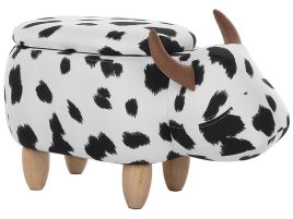Fabric Storage Animal Stool Black and White COW