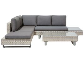 5 Seater PE Rattan Garden Corner Sofa Set Grey LANCIANO