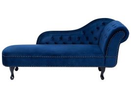 Right Hand Chaise Lounge Velvet Navy Blue NIMES