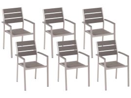 Set of 6 Garden Dining Chairs Grey VERNIO